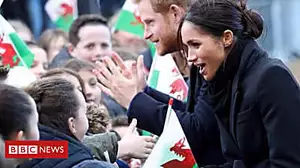 Crowds greet Meghan and Harry in Cardiff