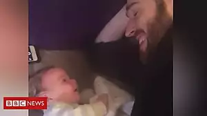 Three-month-old baby says 'hello'