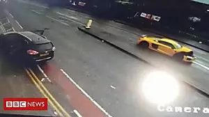 Moment Audi R8 rams into people carrier