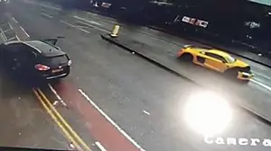 Moment Audi R8 rams into people carrier