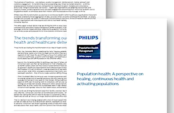 White paper - Population health: A perspective on healing, continuous health and activating populations