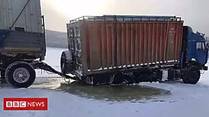 Trucking on Siberia's risky ice roads