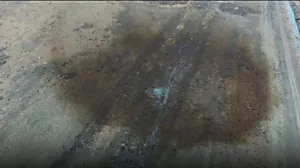 Dramatic drone footage shows US oil leak