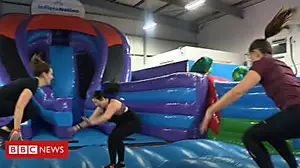Giant bouncy castle is a jumping gym