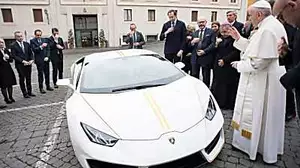 Pontiff swaps popemobile for Lamborghini