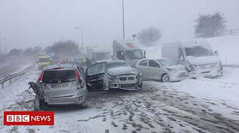 Motorway closed by snow and wind