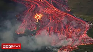 Fast-moving lava seen from the air
