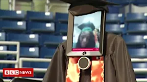 Robot stands in for student at graduation