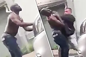 Cocky man hit with INSTANT regret after winding up two massive burly blokes