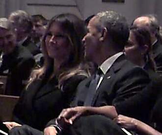 Melania Trump Sits Next to Barack Obama at Barbara Bush's Funeral