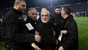 Greek football club owner invades pitch with gun